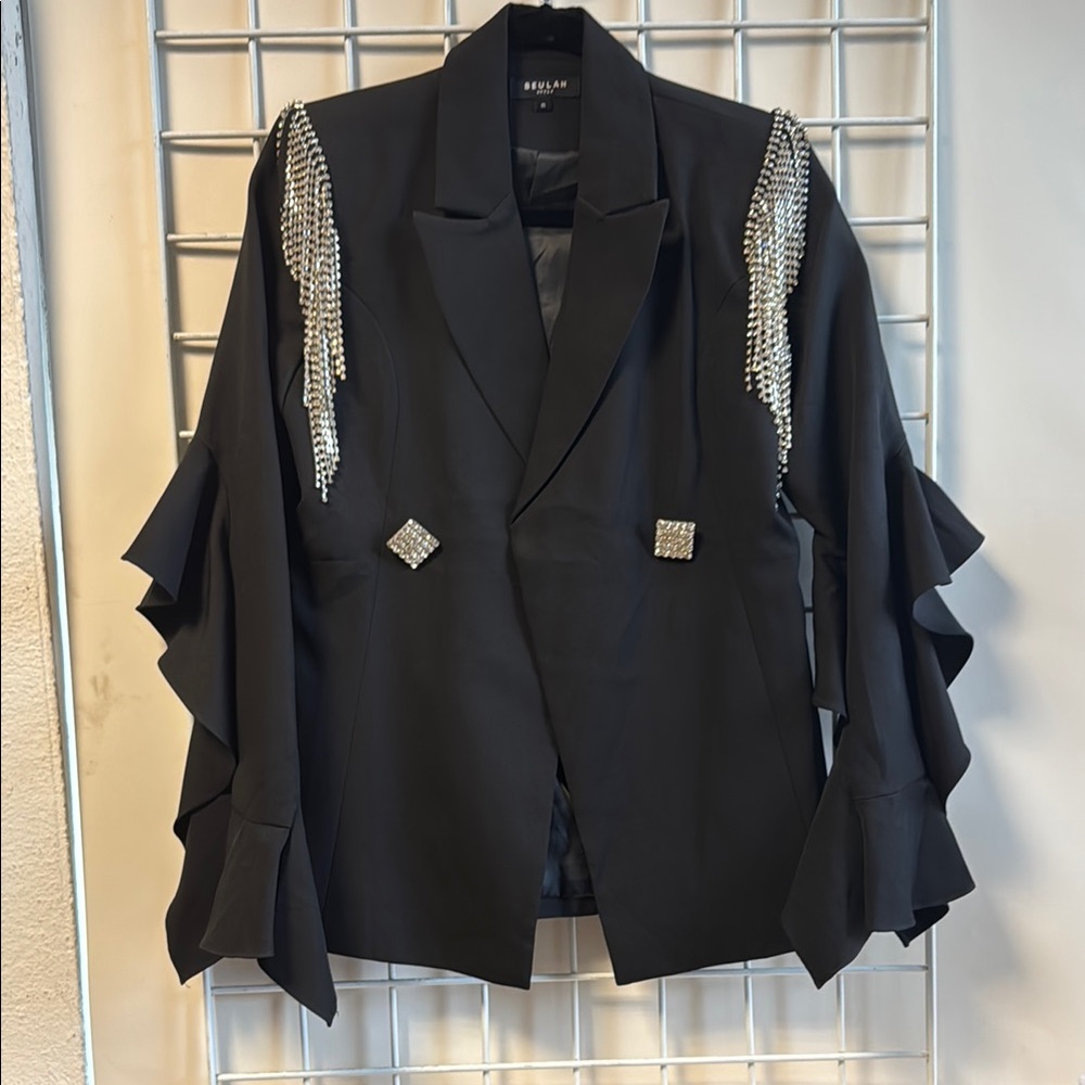 Belulah Black Blazer with Silver Embellishments Size Small life of a showgirl